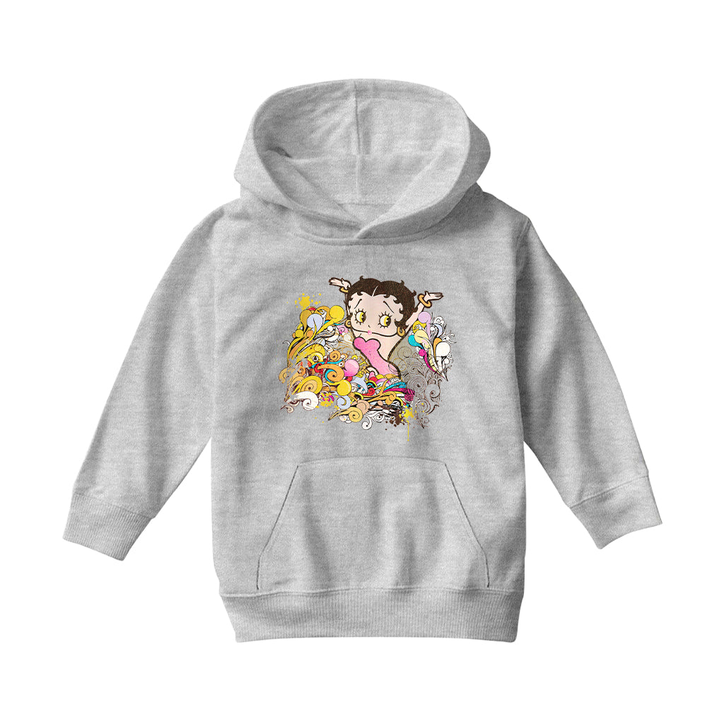 Betty Boop Multicoloured Curly Splash Kids Hooded Sweatshirt