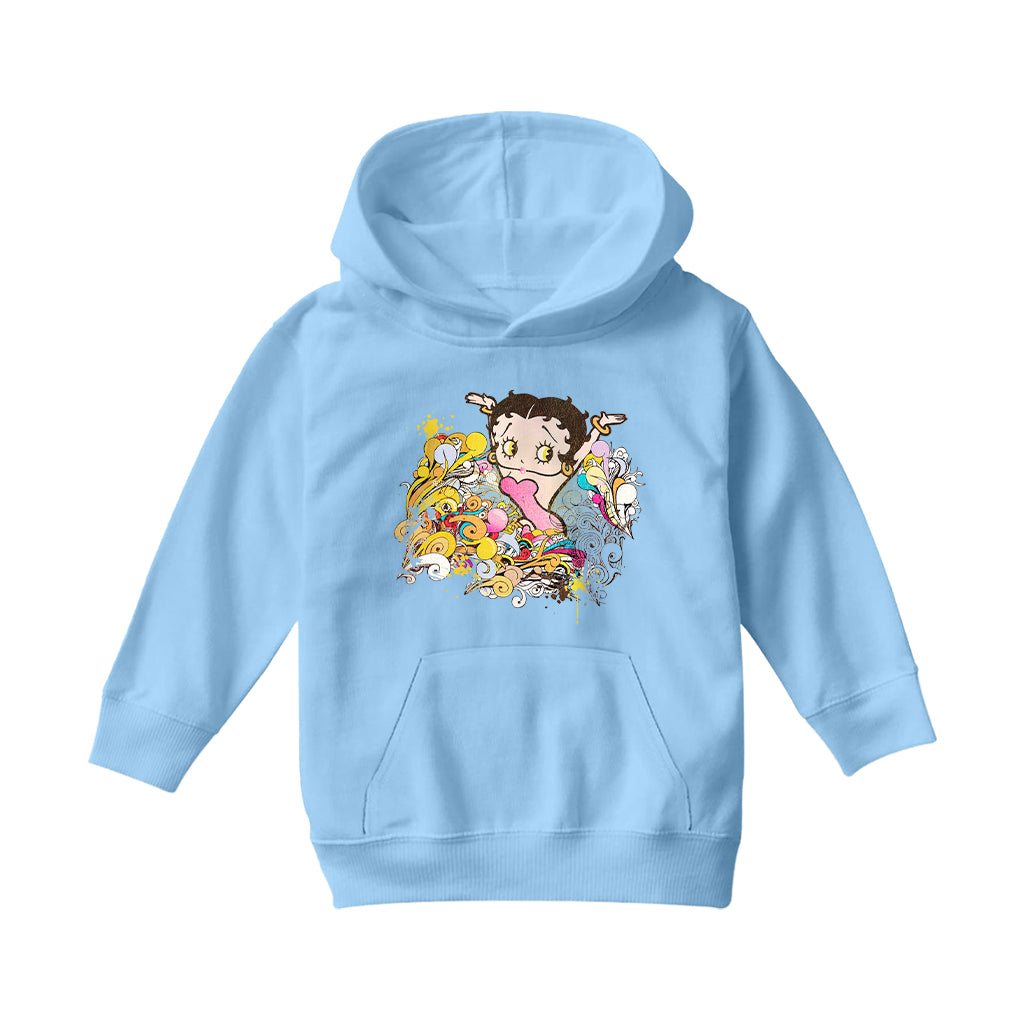 Betty Boop Multicoloured Curly Splash Kids Hooded Sweatshirt