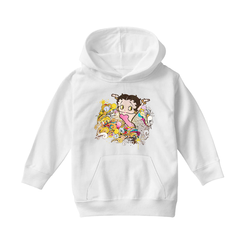 Betty Boop Multicoloured Curly Splash Kids Hooded Sweatshirt