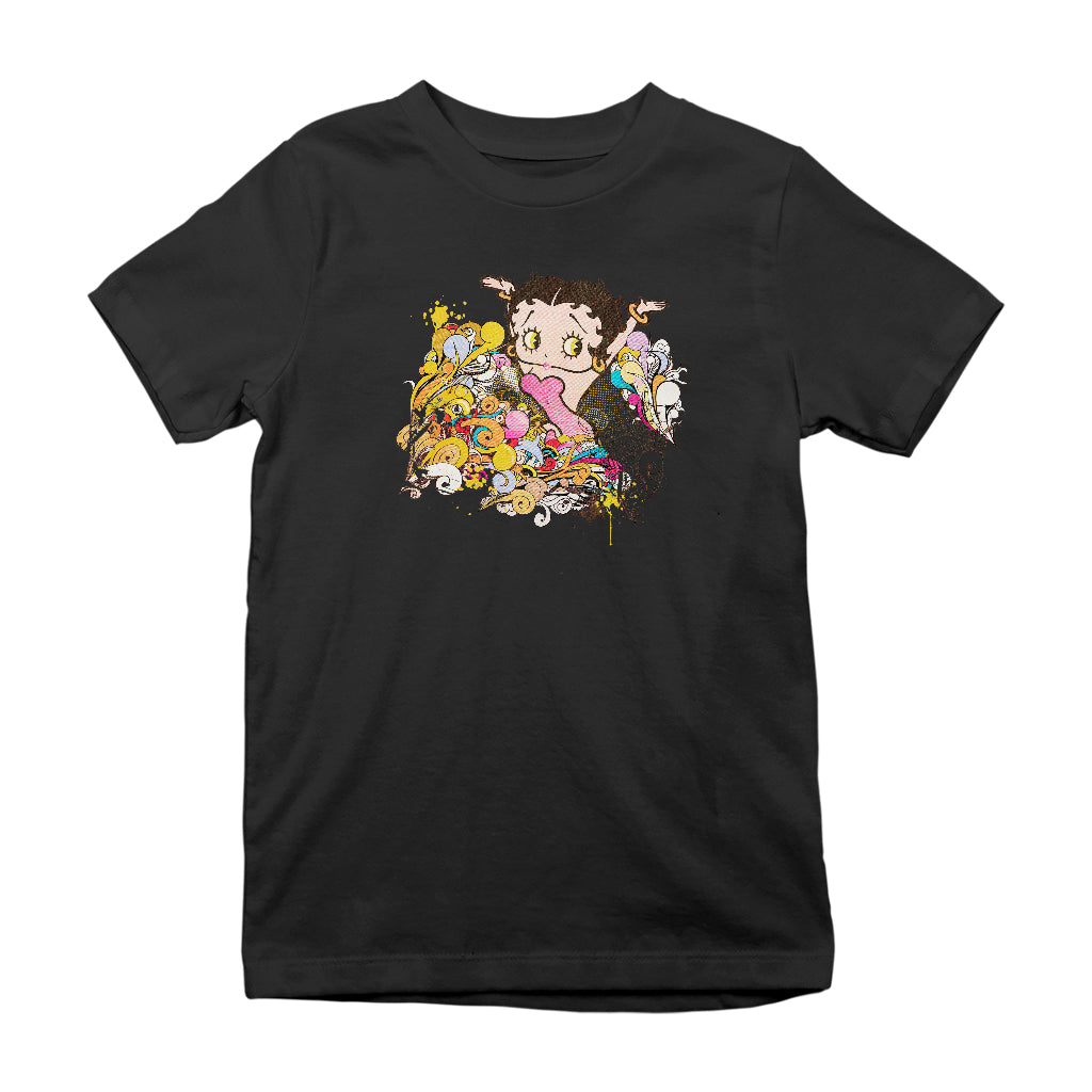 Betty Boop Multicoloured Curly Splash Kids T-Shirt