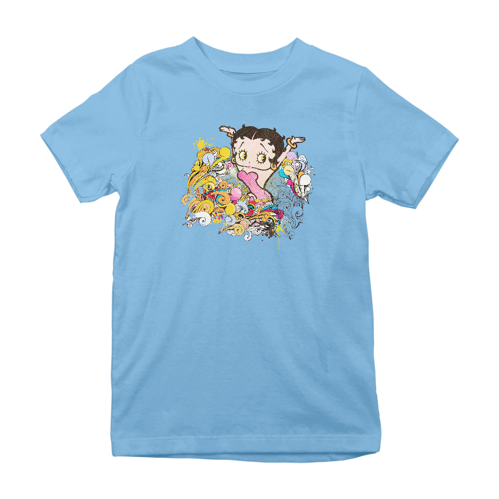 Betty Boop Multicoloured Curly Splash Kids T-Shirt