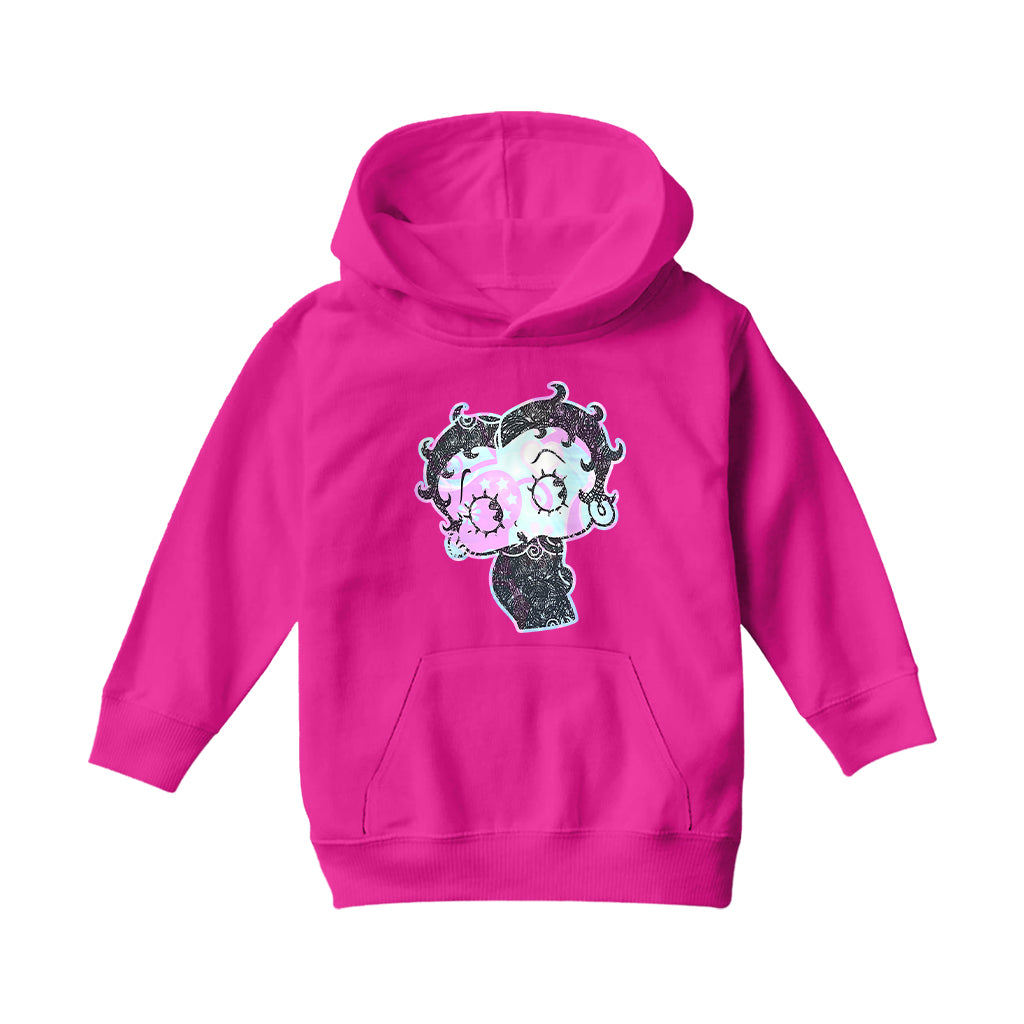 Betty Boop Swirls Pattern Kids Hooded Sweatshirt
