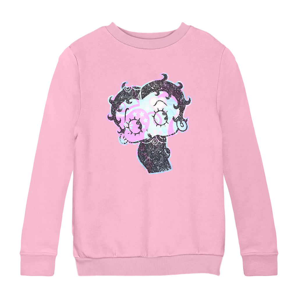 Betty Boop Swirls Pattern Kids Sweatshirt