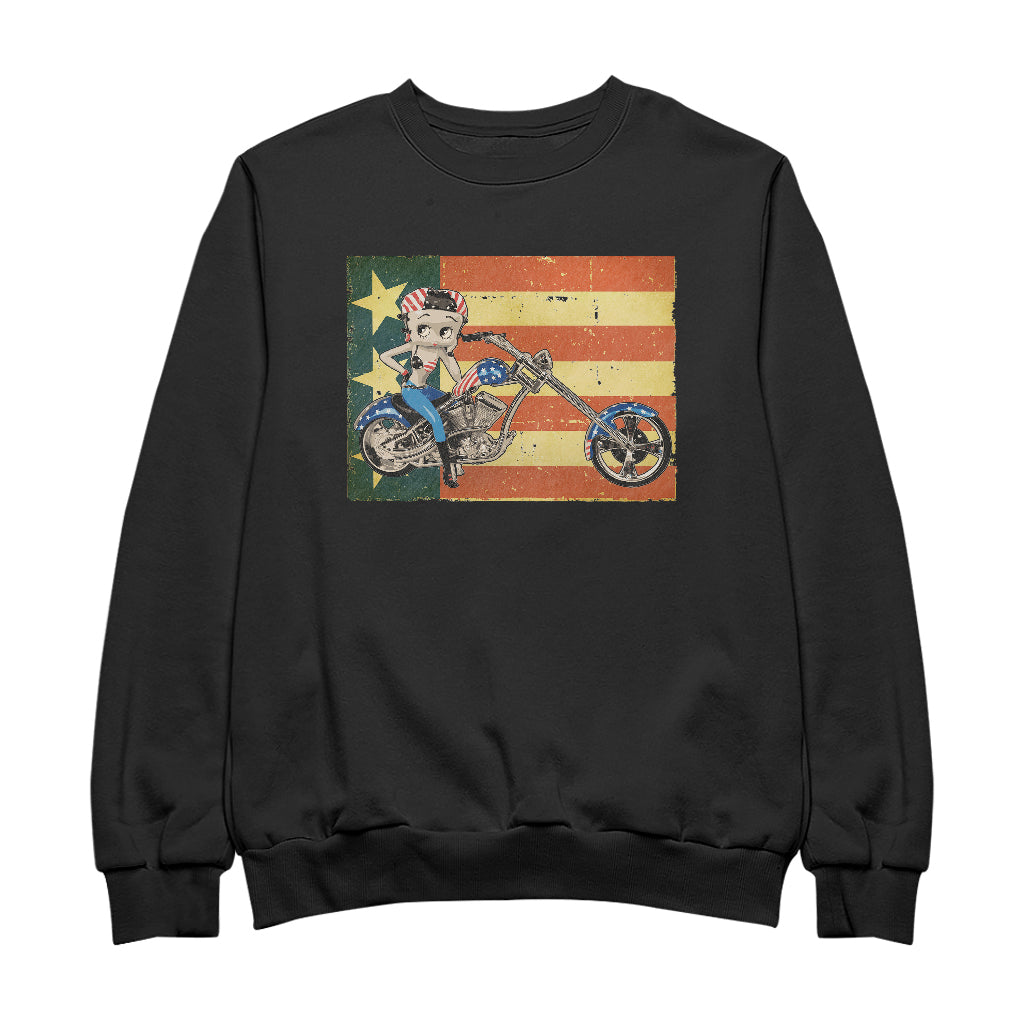 Betty Boop Motorcycle Stars and Stripes Men's Sweatshirt
