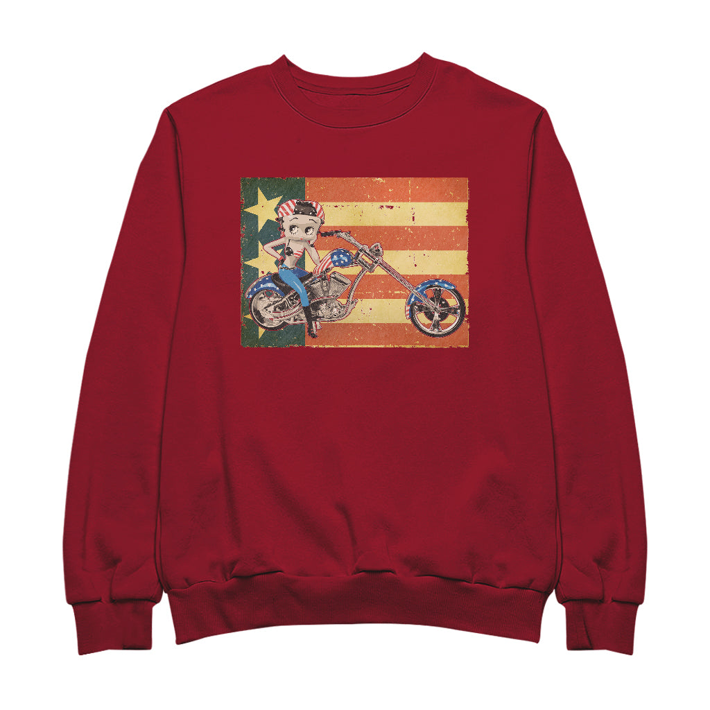 Betty Boop Motorcycle Stars and Stripes Men's Sweatshirt