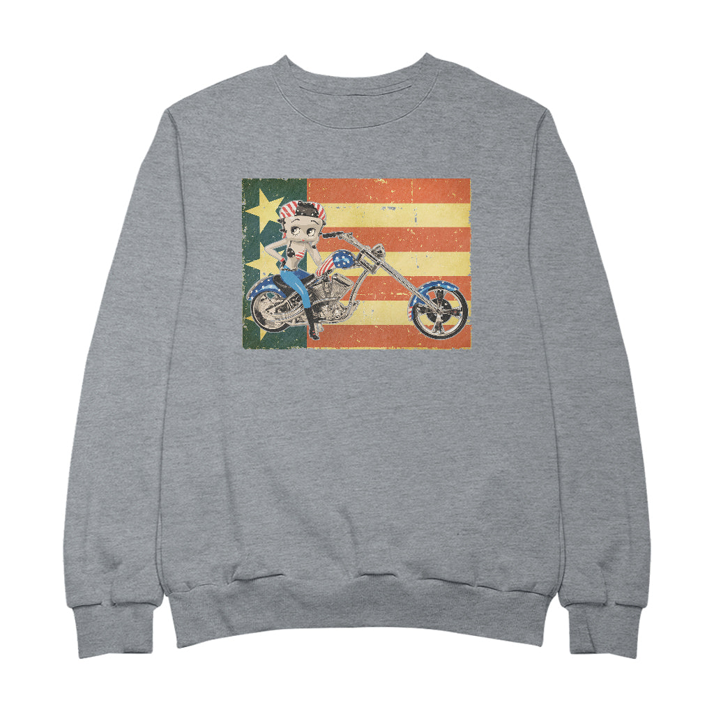 Betty Boop Motorcycle Stars and Stripes Men's Sweatshirt