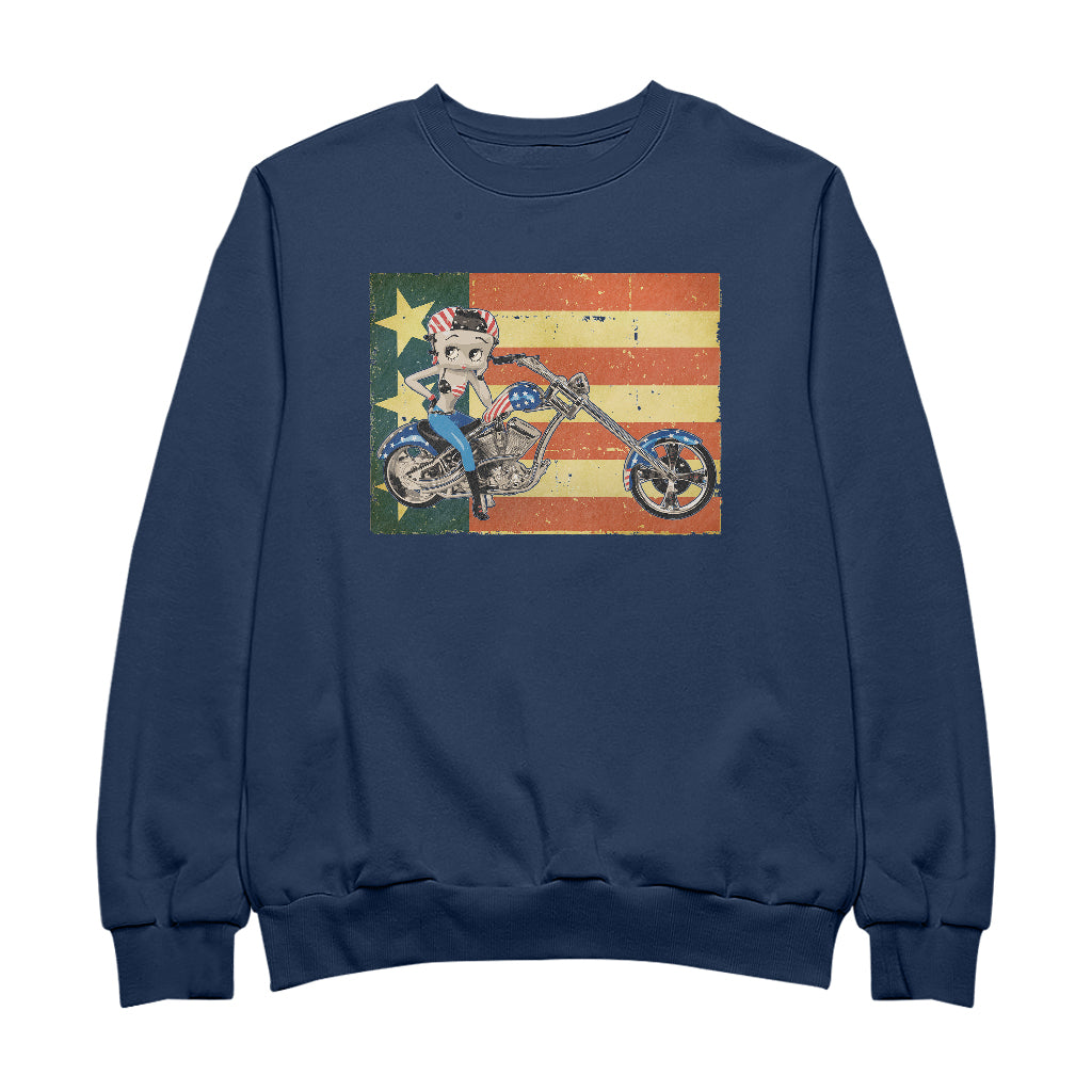 Betty Boop Motorcycle Stars and Stripes Men's Sweatshirt