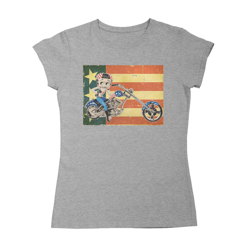 Betty Boop Motorcycle Stars and Stripes Women's T-Shirt