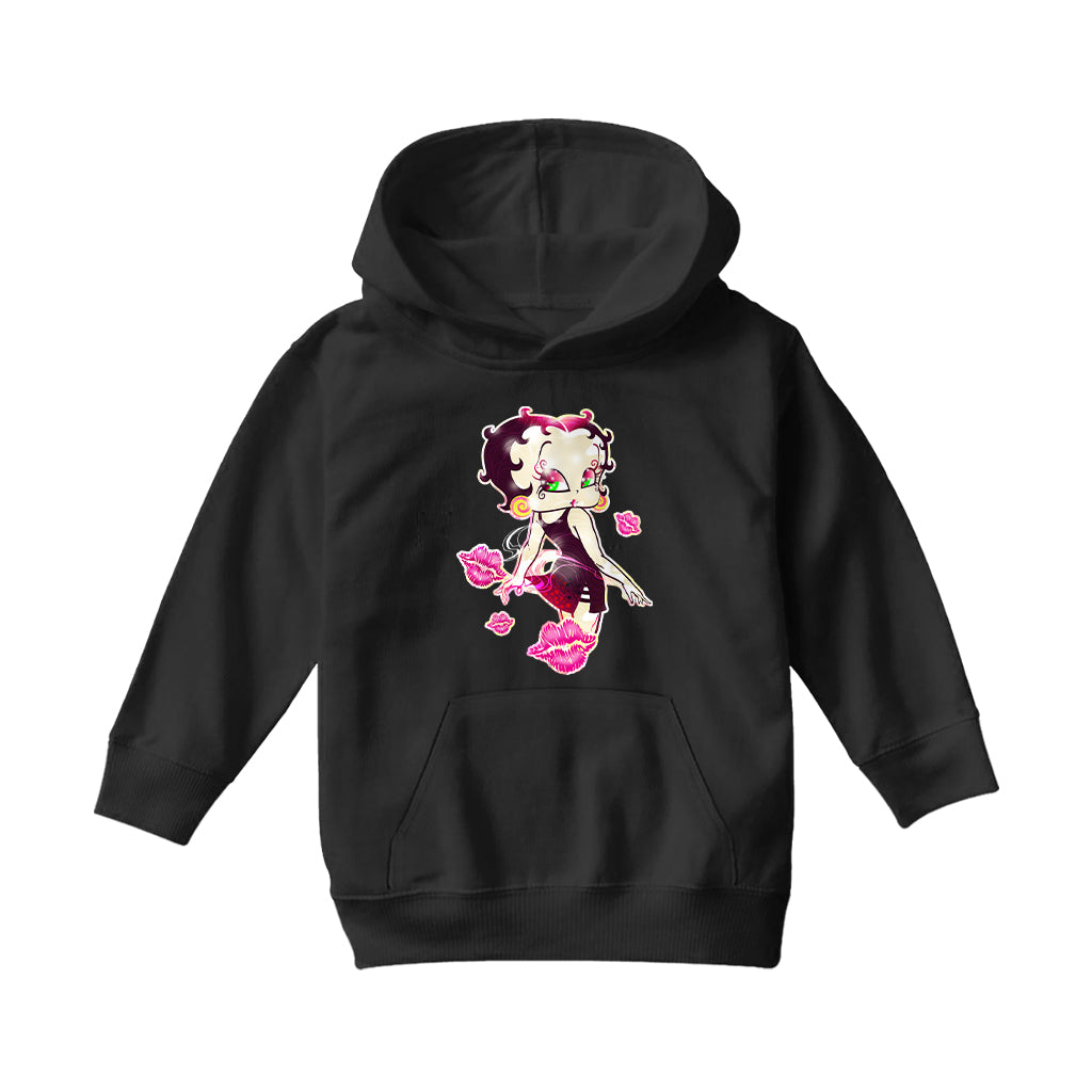 Betty Boop Blowing Shiny Kisses Kids Hooded Sweatshirt