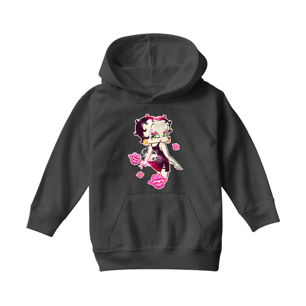 Betty Boop Blowing Shiny Kisses Kids Hooded Sweatshirt