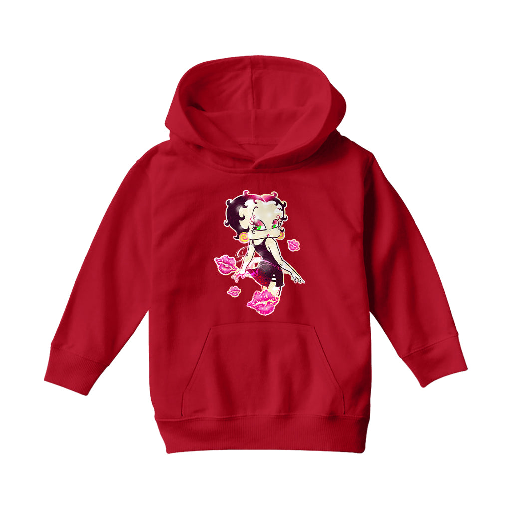 Betty Boop Blowing Shiny Kisses Kids Hooded Sweatshirt