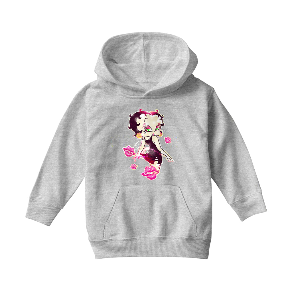Betty Boop Blowing Shiny Kisses Kids Hooded Sweatshirt