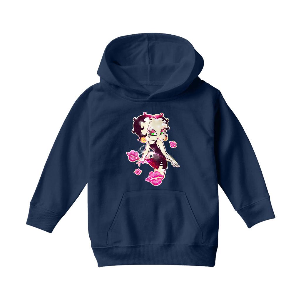 Betty Boop Blowing Shiny Kisses Kids Hooded Sweatshirt