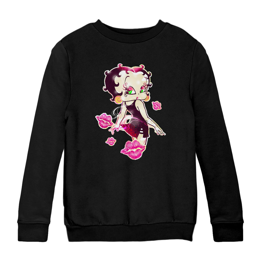 Betty Boop Blowing Shiny Kisses Kids Sweatshirt