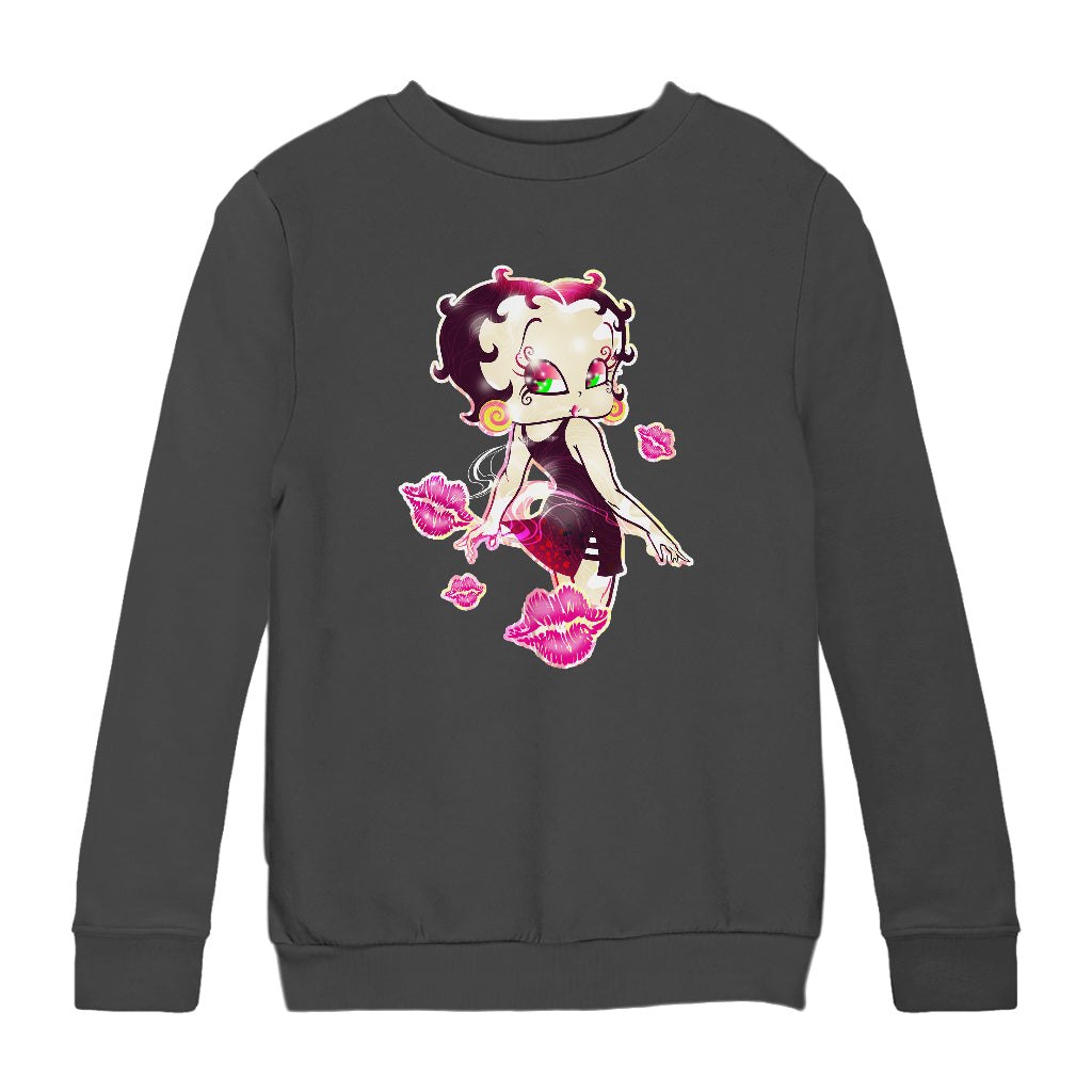 Betty Boop Blowing Shiny Kisses Kids Sweatshirt