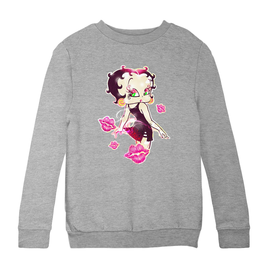 Betty Boop Blowing Shiny Kisses Kids Sweatshirt