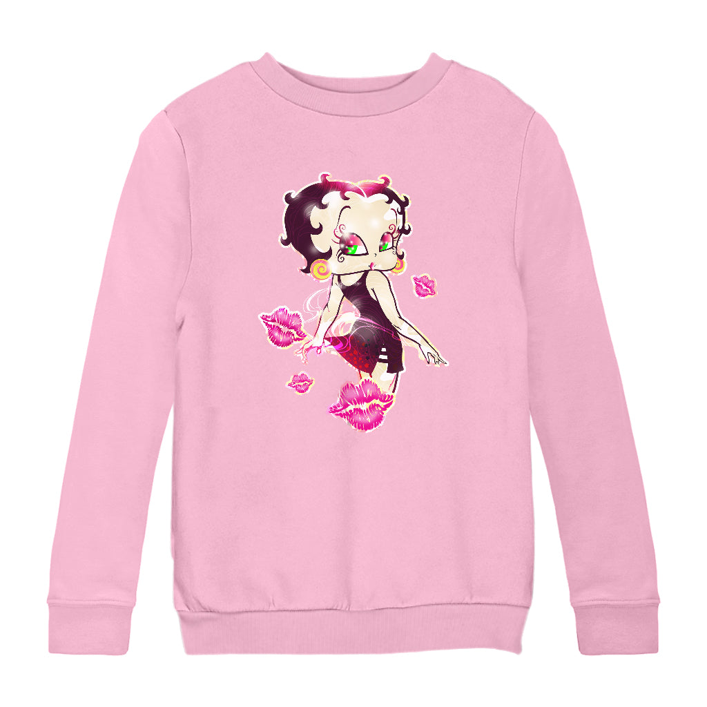 Betty Boop Blowing Shiny Kisses Kids Sweatshirt