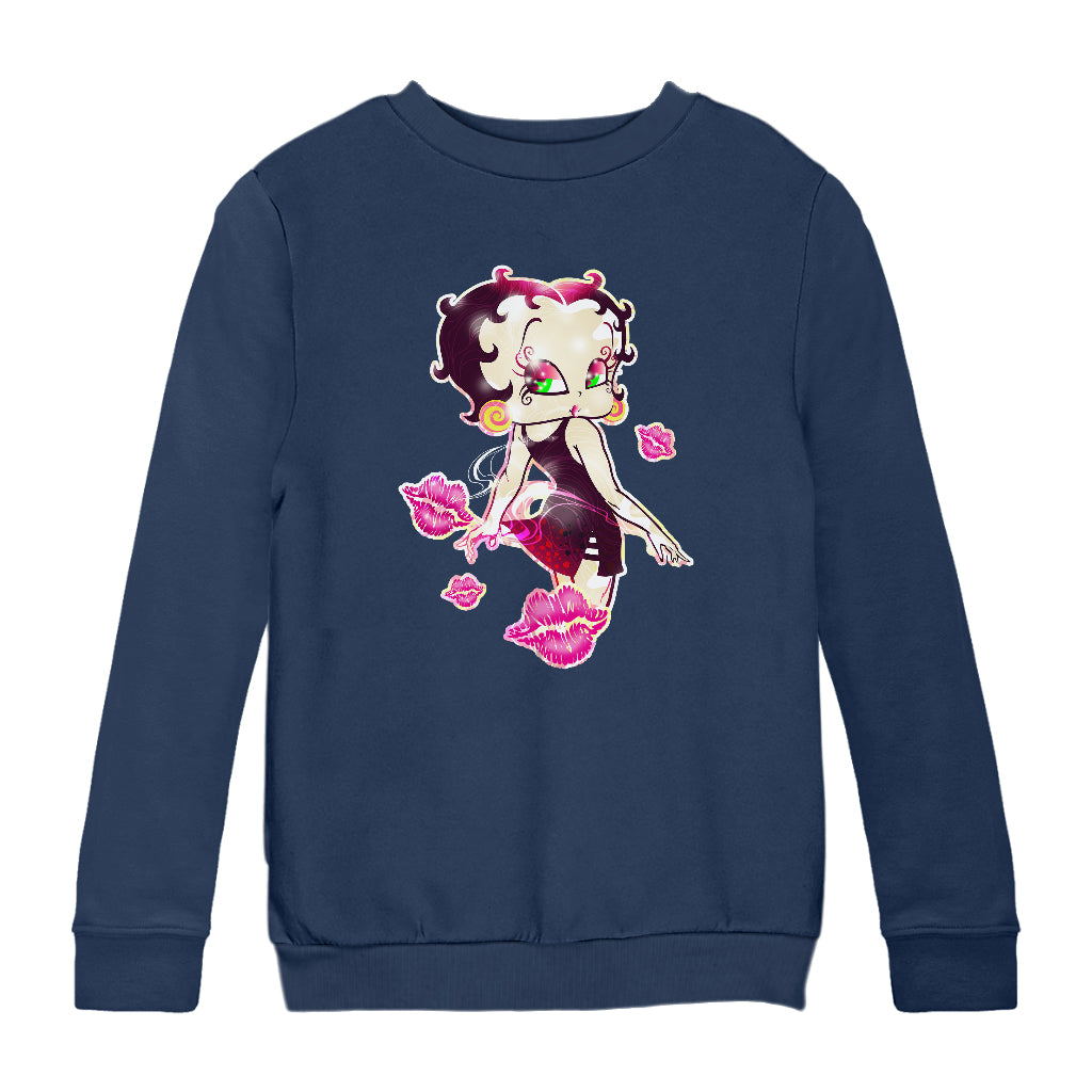 Betty Boop Blowing Shiny Kisses Kids Sweatshirt