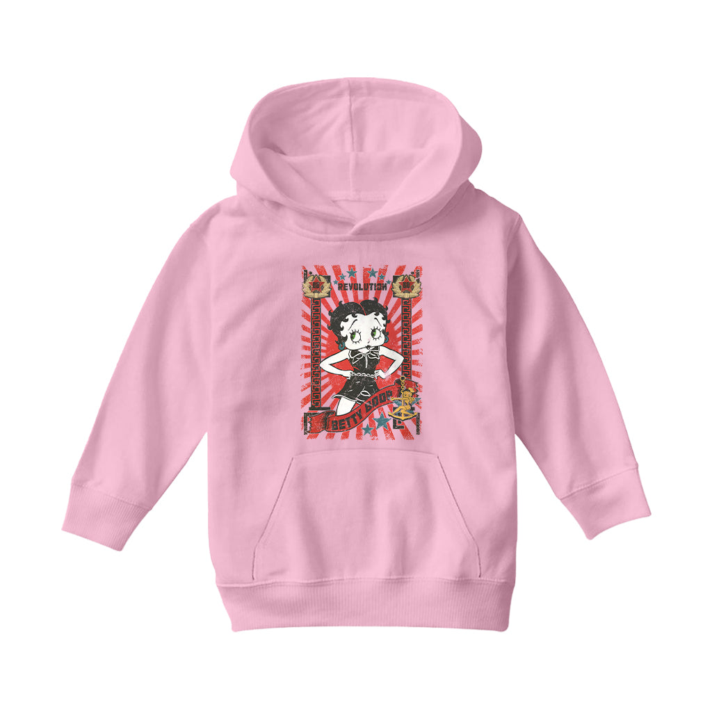 Betty Boop Revolution Poster Style Kids Hooded Sweatshirt