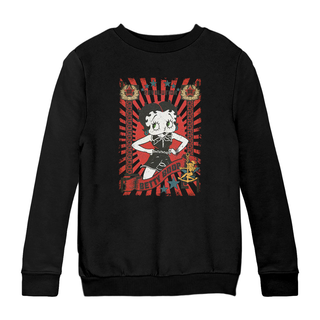 Betty Boop Revolution Poster Style Kids Sweatshirt