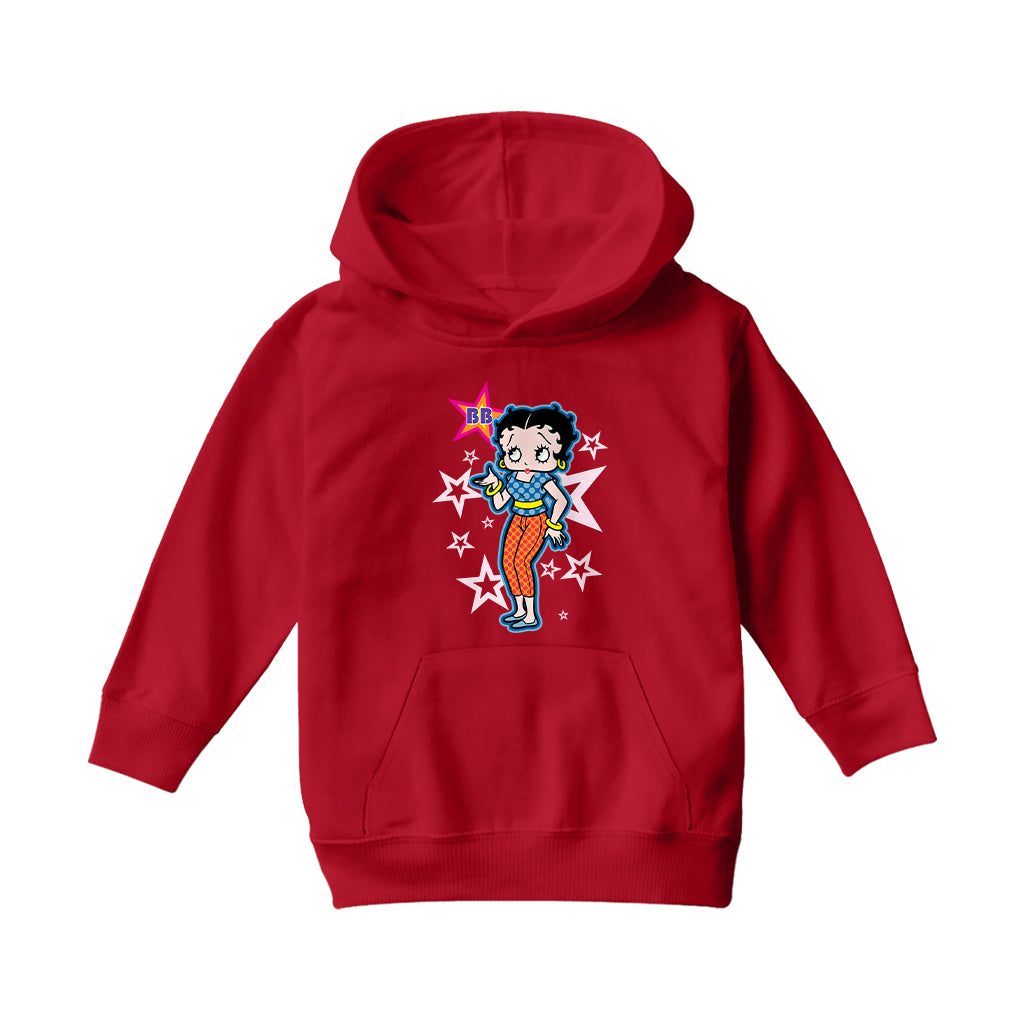 Betty Boop Pink Stars and Polka Dots Kids Hooded Sweatshirt