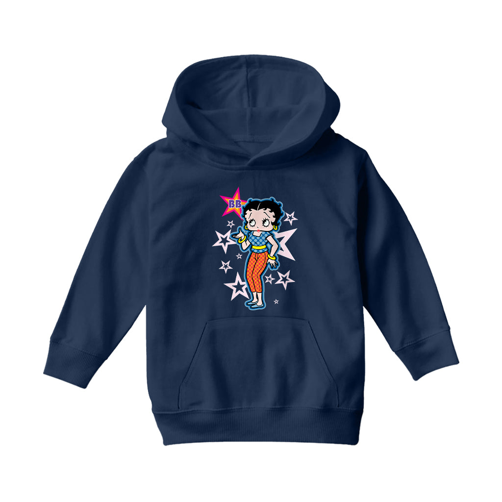 Betty Boop Pink Stars and Polka Dots Kids Hooded Sweatshirt