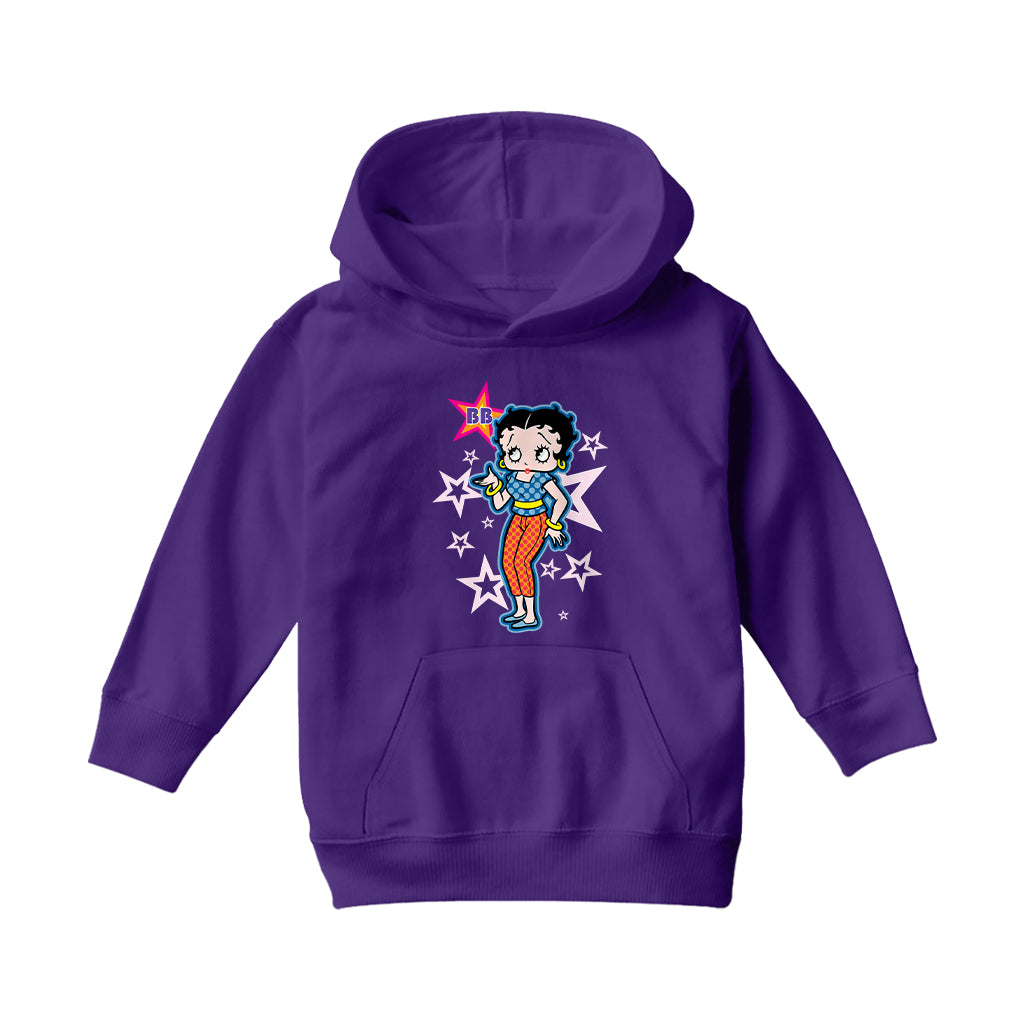 Betty Boop Pink Stars and Polka Dots Kids Hooded Sweatshirt