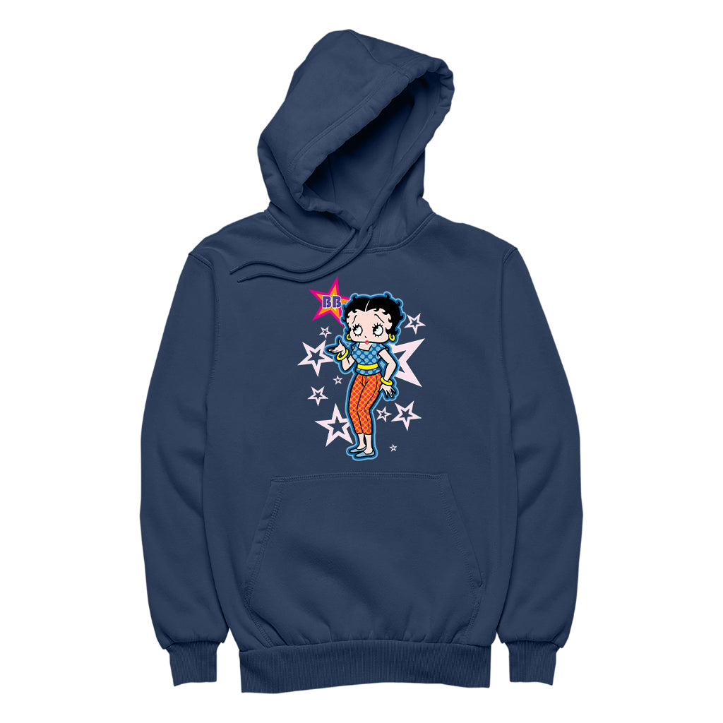 Betty Boop Pink Stars and Polka Dots Men's Hooded Sweatshirt
