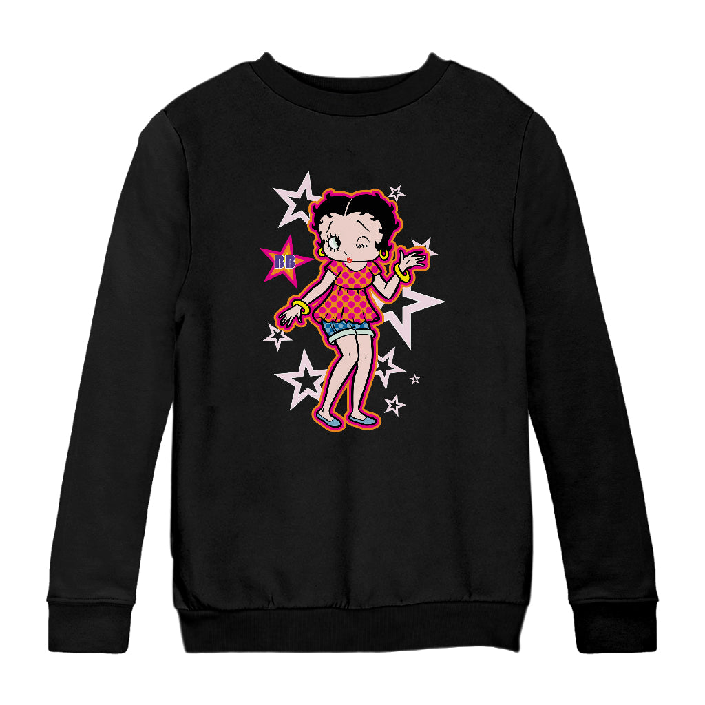 Betty Boop Espadrilles Dots and Stars Kids Sweatshirt