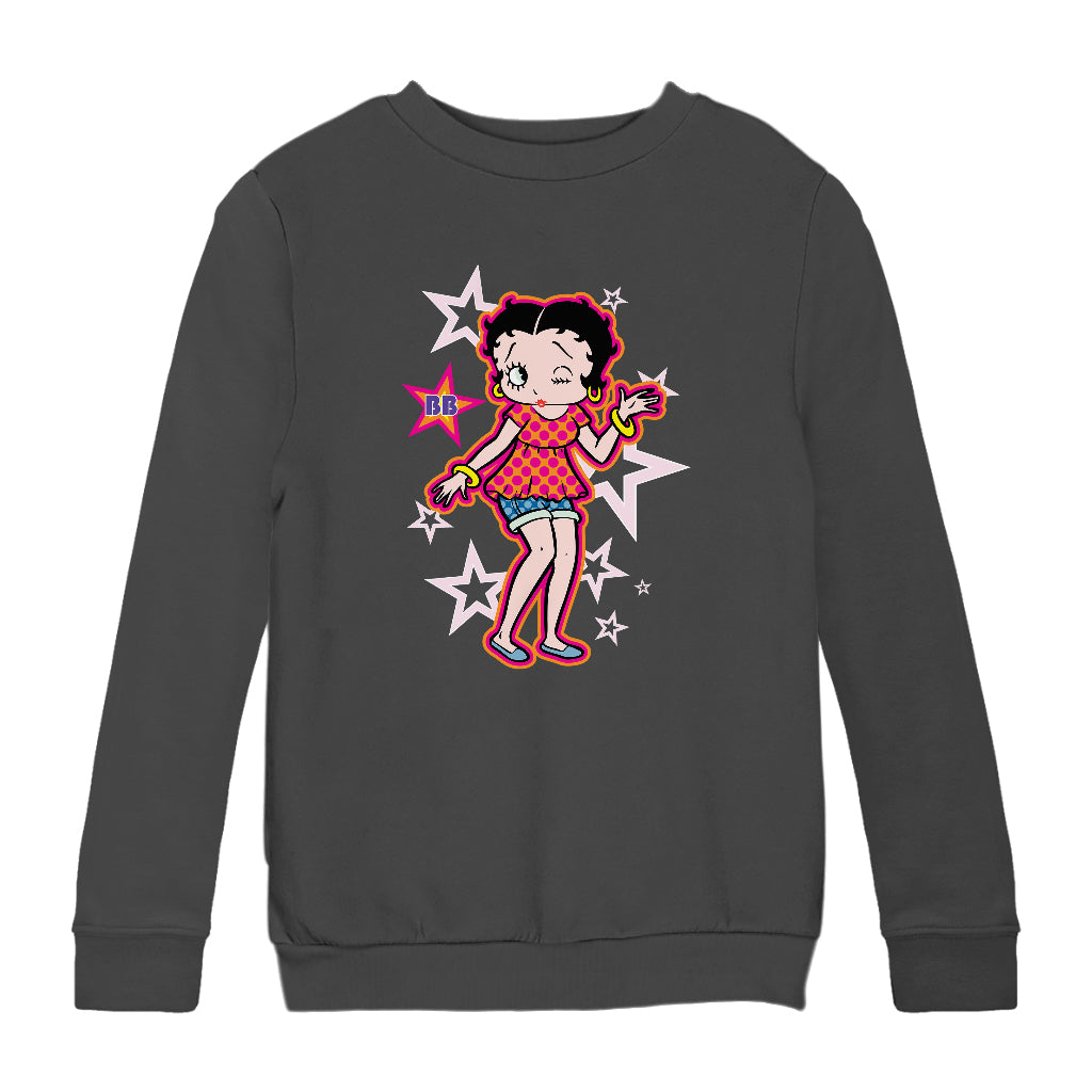 Betty Boop Espadrilles Dots and Stars Kids Sweatshirt
