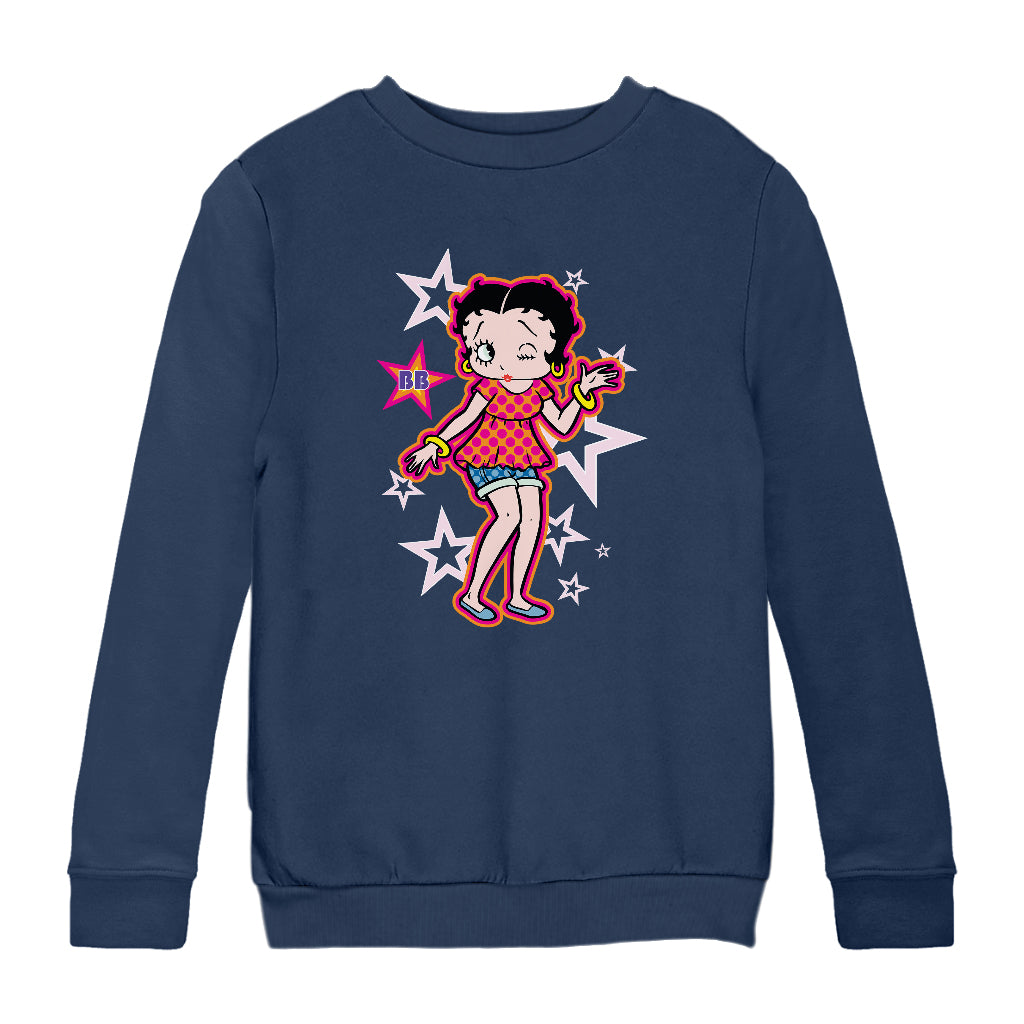 Betty Boop Espadrilles Dots and Stars Kids Sweatshirt