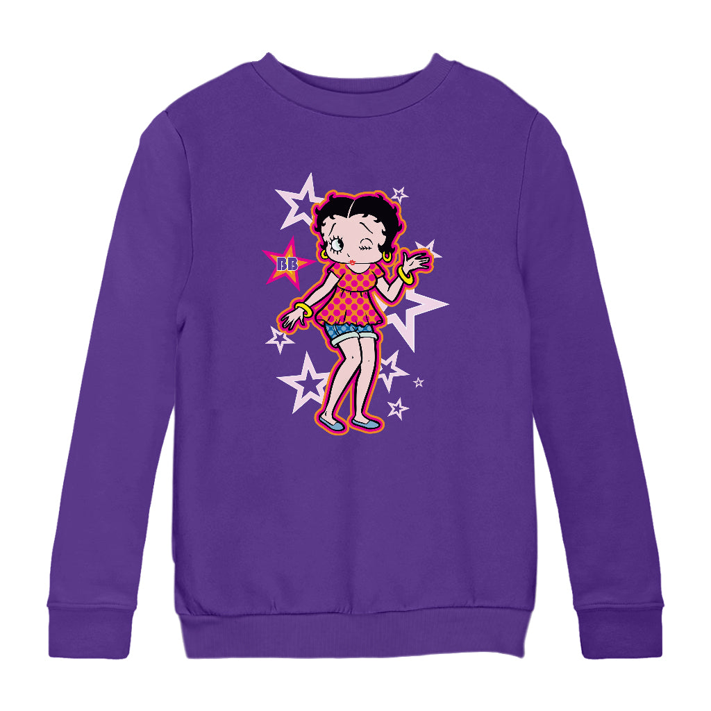 Betty Boop Espadrilles Dots and Stars Kids Sweatshirt