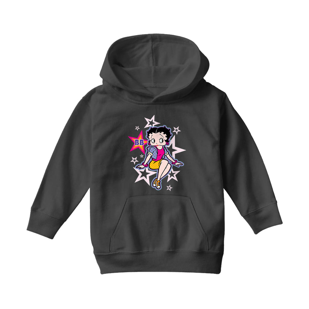 Betty Boop Sitting Stars and Dots Kids Hooded Sweatshirt