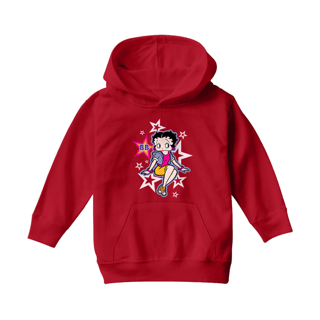 Betty Boop Sitting Stars and Dots Kids Hooded Sweatshirt