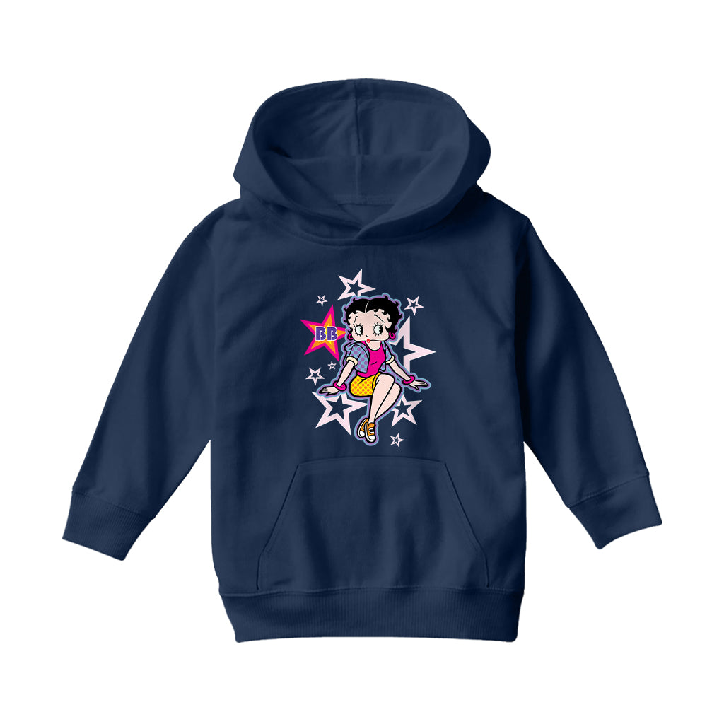 Betty Boop Sitting Stars and Dots Kids Hooded Sweatshirt