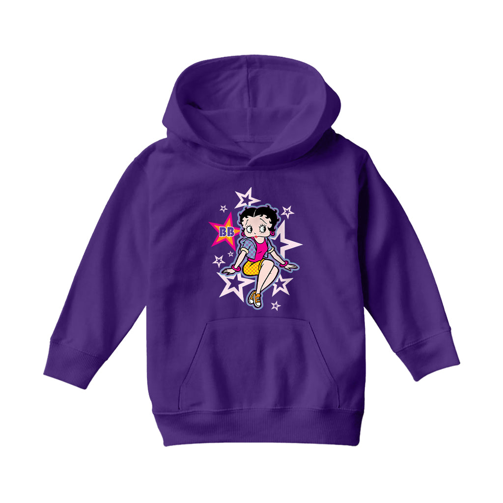 Betty Boop Sitting Stars and Dots Kids Hooded Sweatshirt