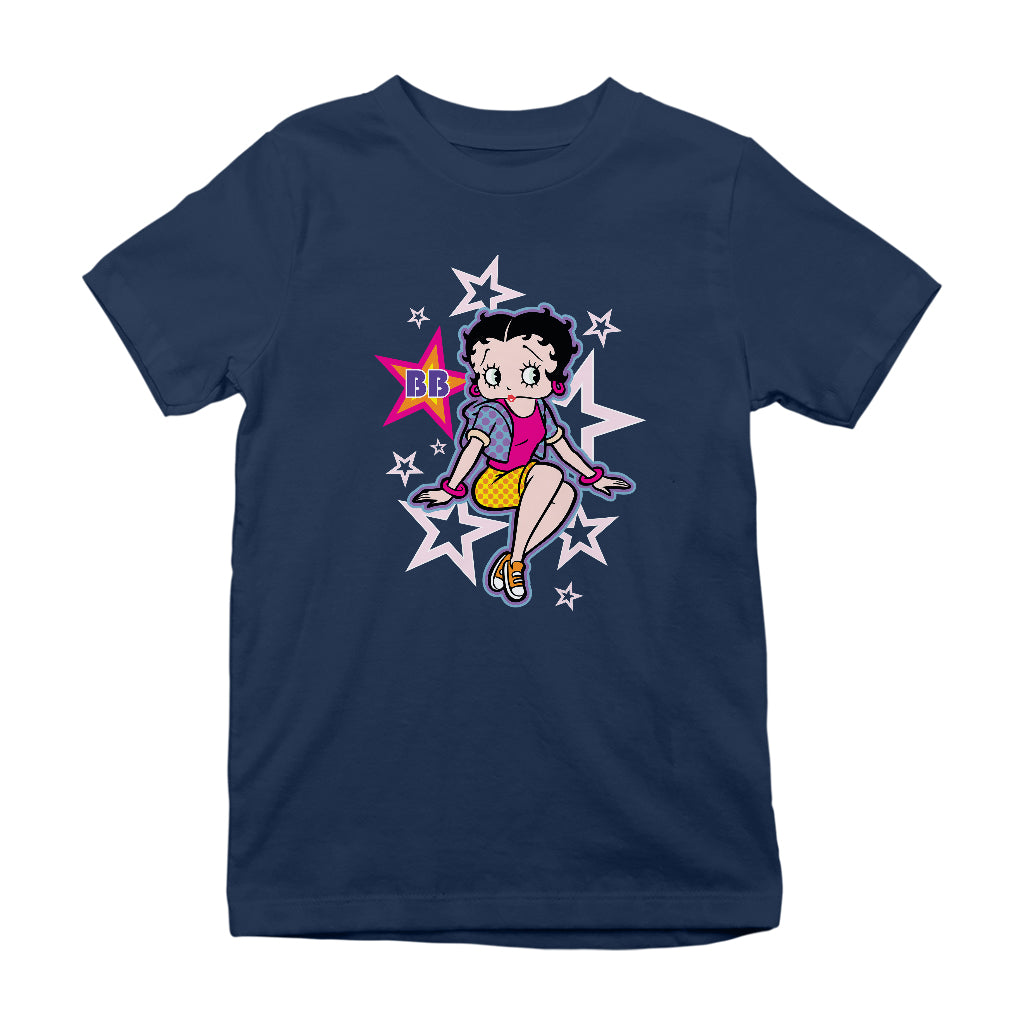 Betty Boop Sitting Stars and Dots Kids T-Shirt