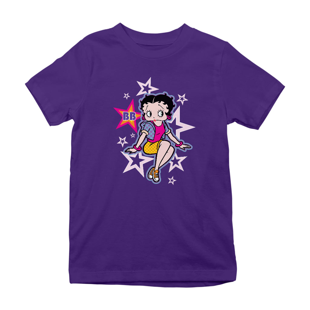 Betty Boop Sitting Stars and Dots Kids T-Shirt