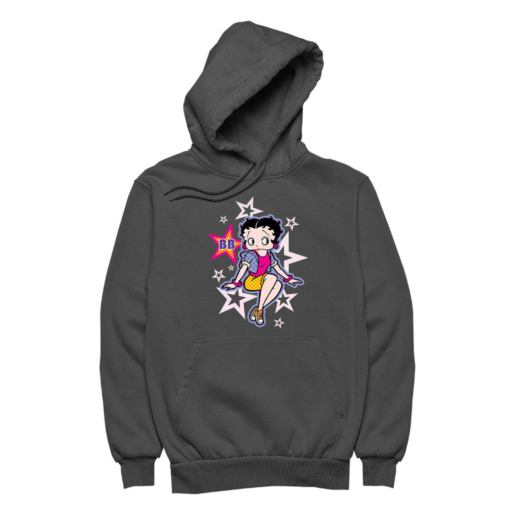 Betty Boop Sitting Stars and Dots Men's Hooded Sweatshirt