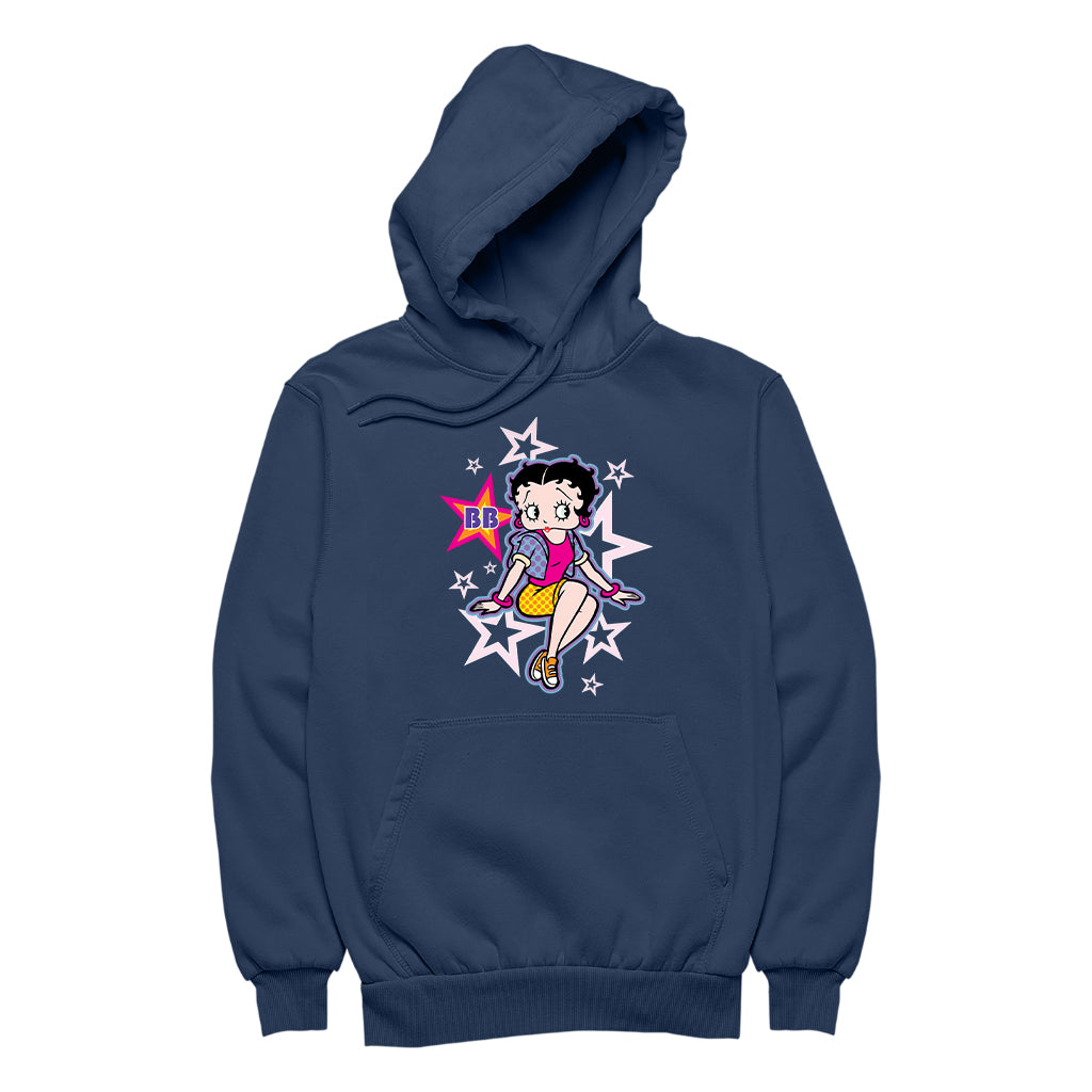 Betty Boop Sitting Stars and Dots Men's Hooded Sweatshirt