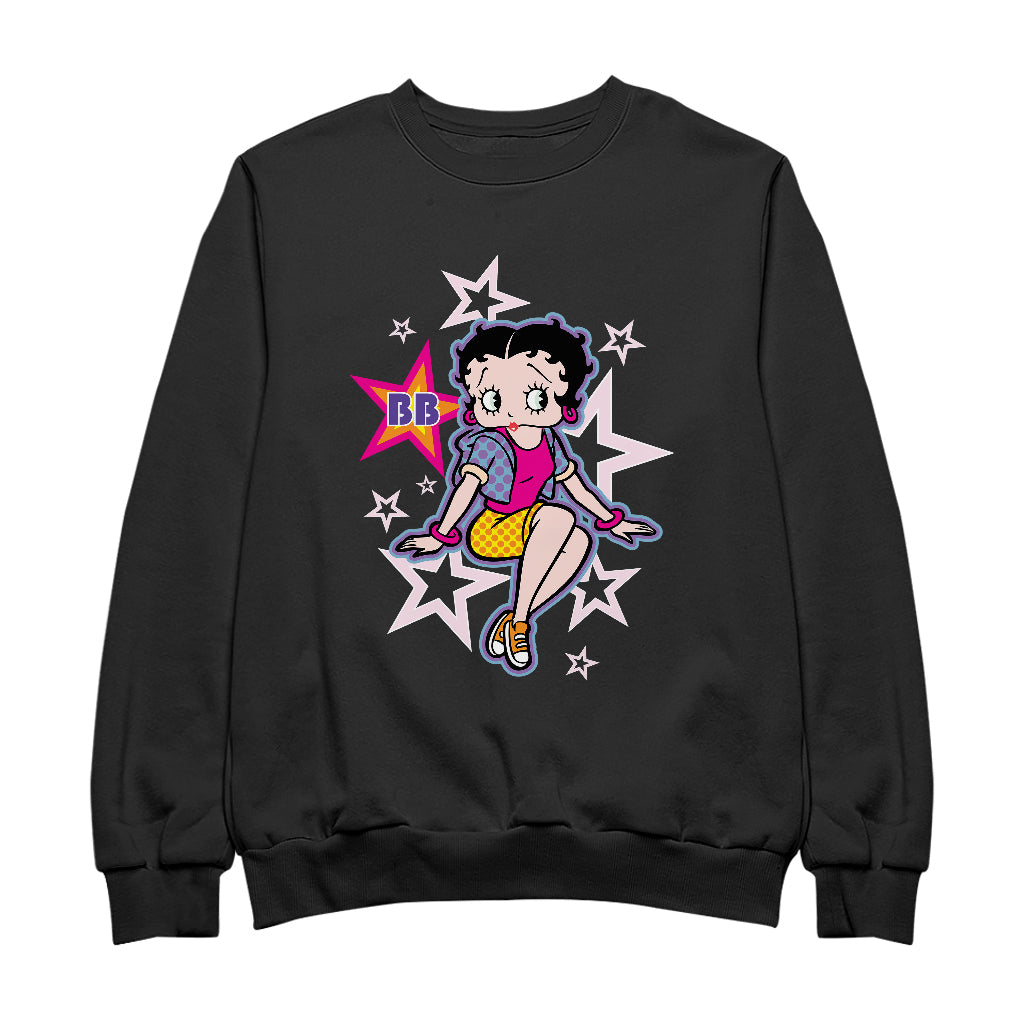 Betty Boop Sitting Stars and Dots Men's Sweatshirt