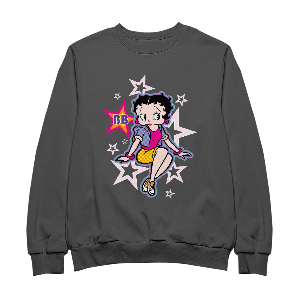 Betty Boop Sitting Stars and Dots Men's Sweatshirt
