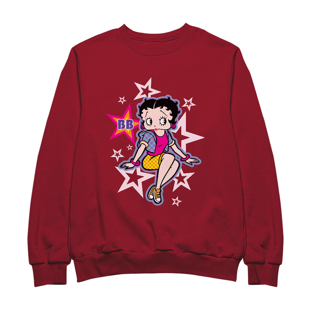 Betty Boop Sitting Stars and Dots Men's Sweatshirt