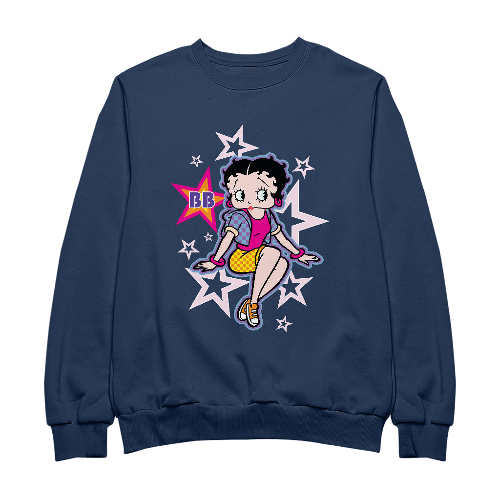 Betty Boop Sitting Stars and Dots Men's Sweatshirt