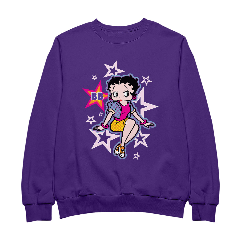 Betty Boop Sitting Stars and Dots Men's Sweatshirt