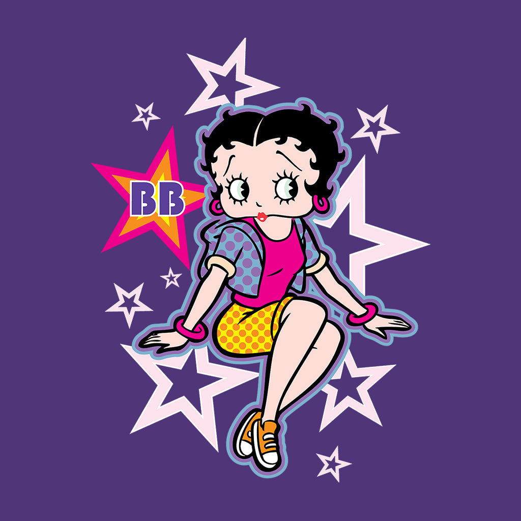Betty Boop Sitting Stars and Dots Kids Hooded Sweatshirt