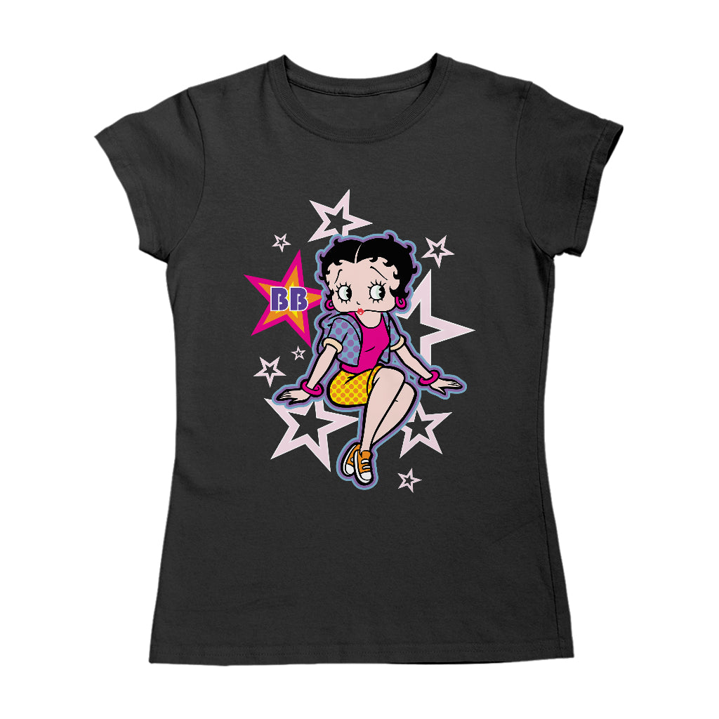 Betty Boop Sitting Stars and Dots Women's T-Shirt