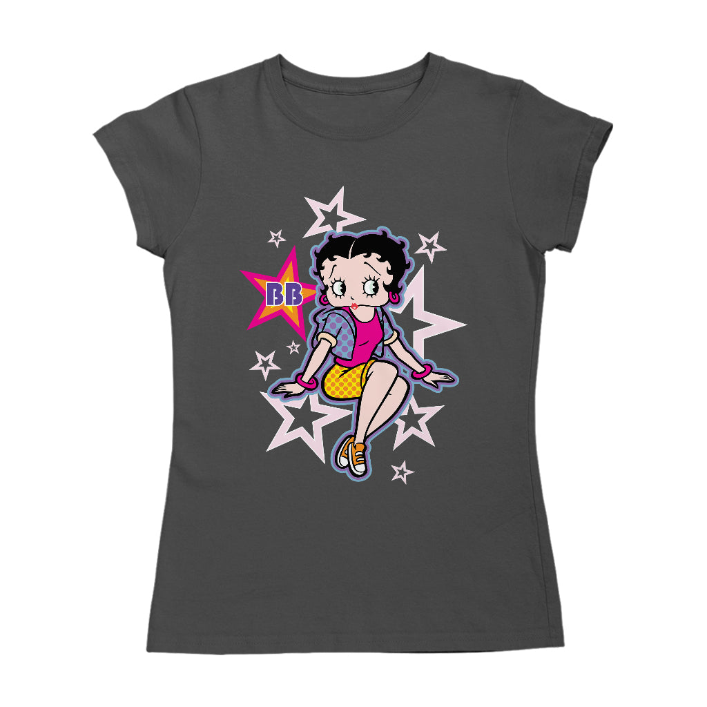 Betty Boop Sitting Stars and Dots Women's T-Shirt
