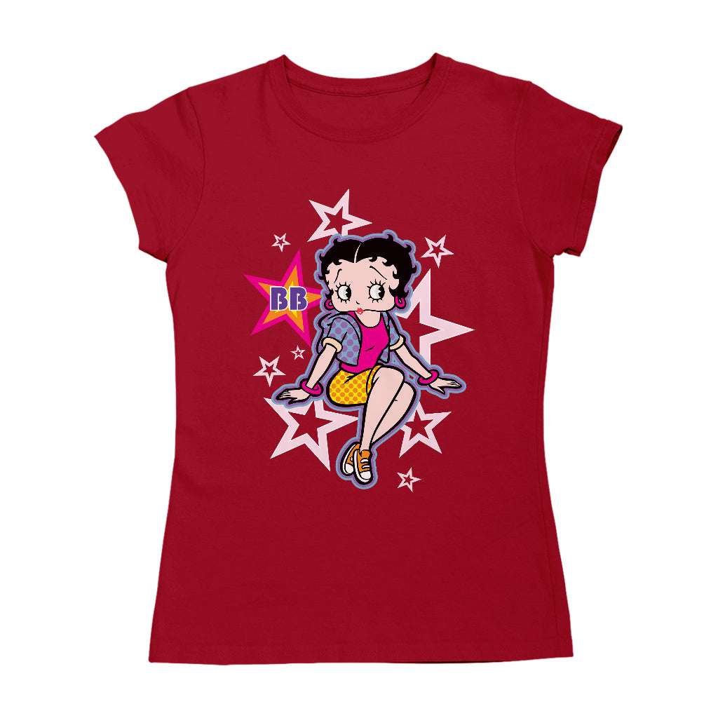 Betty Boop Sitting Stars and Dots Women's T-Shirt
