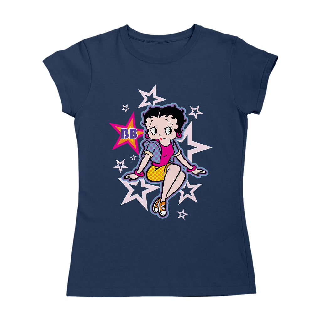 Betty Boop Sitting Stars and Dots Women's T-Shirt